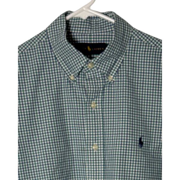 Ralph Lauren Mens Long Sleeve Shirt Size L Blue Green Button Down Blue Label - Picture 3 of 11